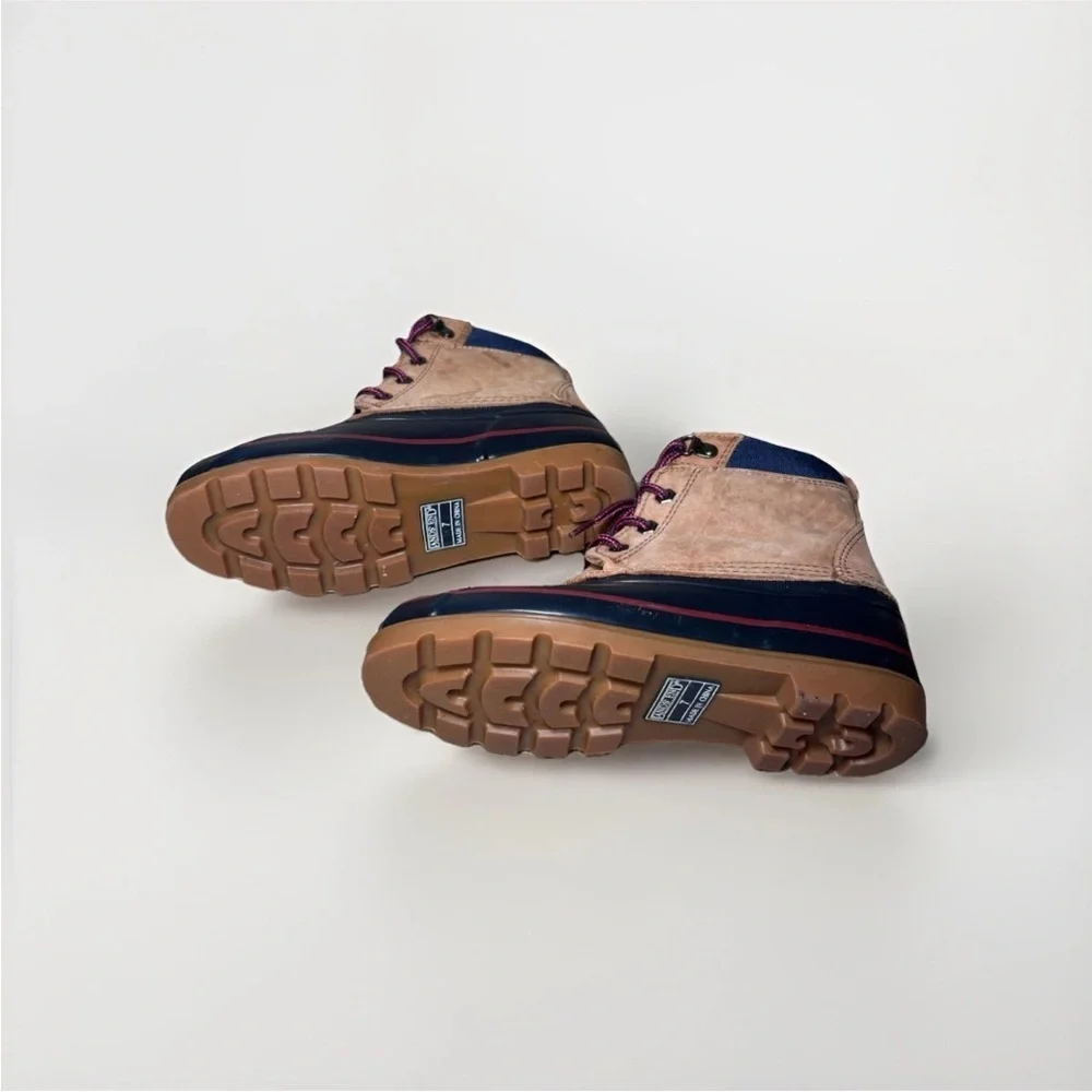 Lands' End Tan and Navy Duck Boots